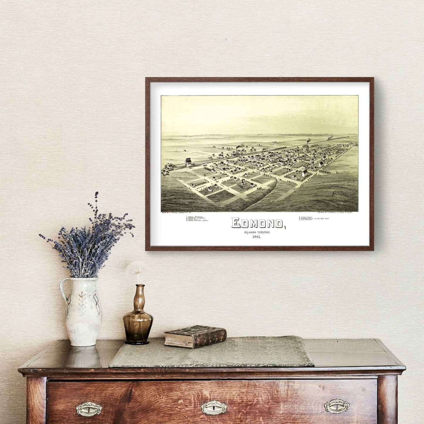 Vintage Map of Edmond, Oklahoma 1891
