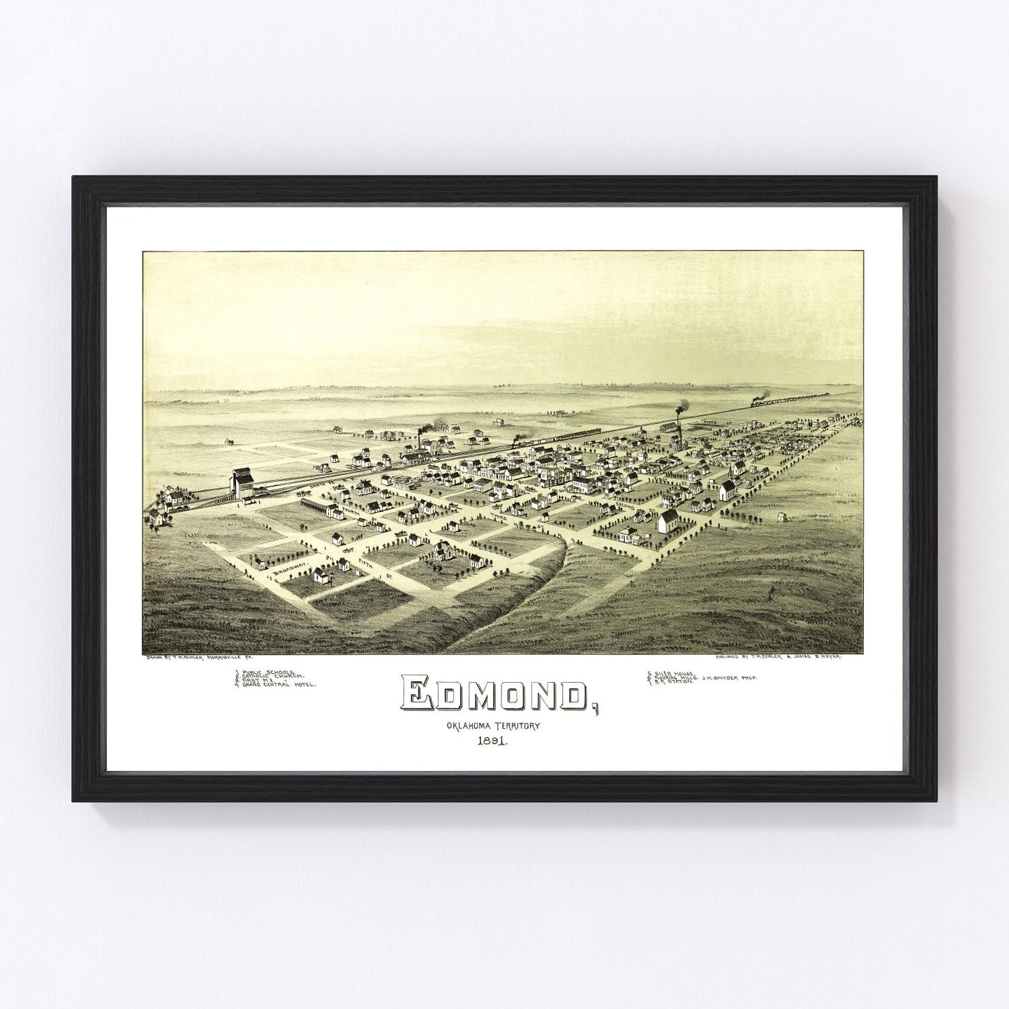 Vintage Map of Edmond, Oklahoma 1891