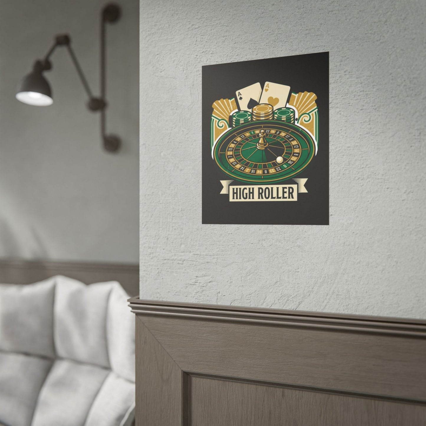 High Roller Casino Poster — Roulette & Cards Wall Art