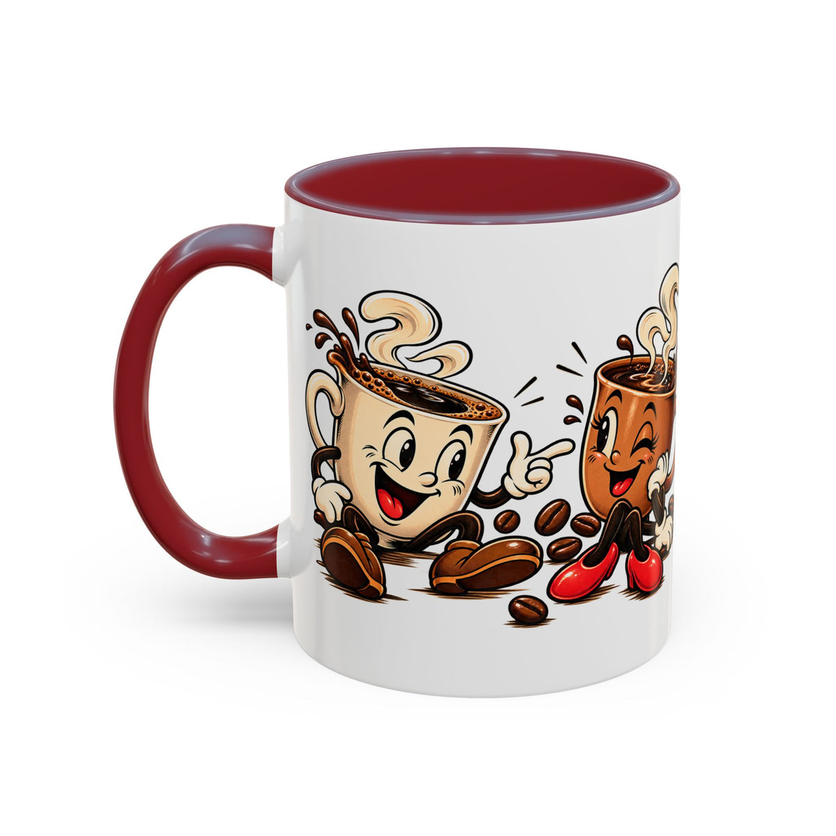 Coffee Cartoon Mug — Cute Dancing Coffee Cups Accent Mug