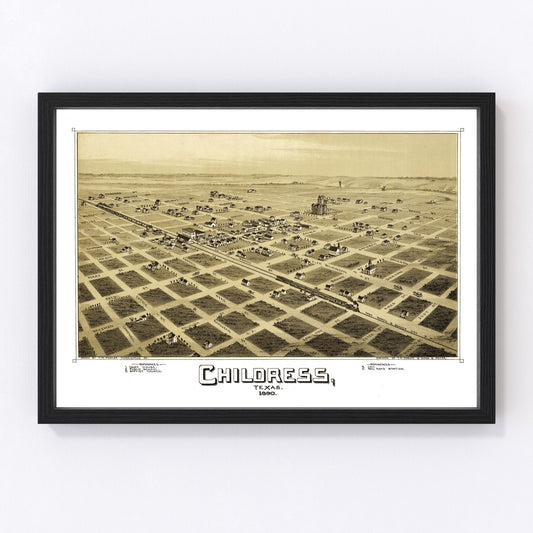 Vintage Map of Childress, Texas 1890