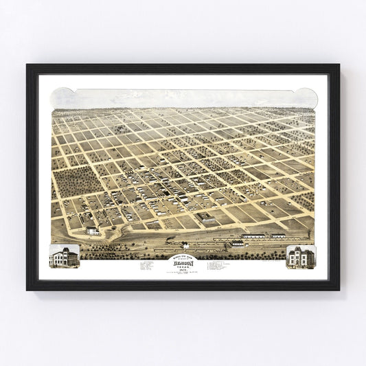 Vintage Map of Denison, Texas 1873