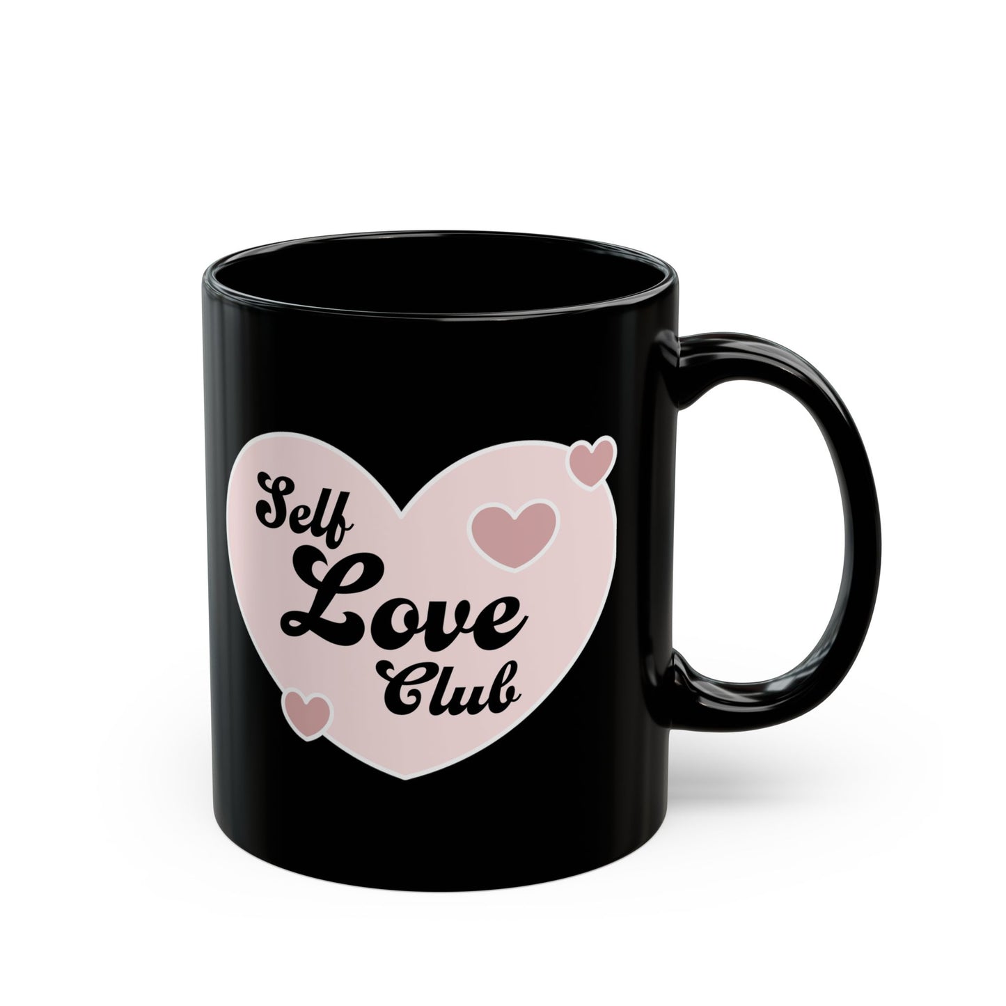 Self Love Club Black Mug – Heart Graphic Coffee Cup (11oz & 15oz)