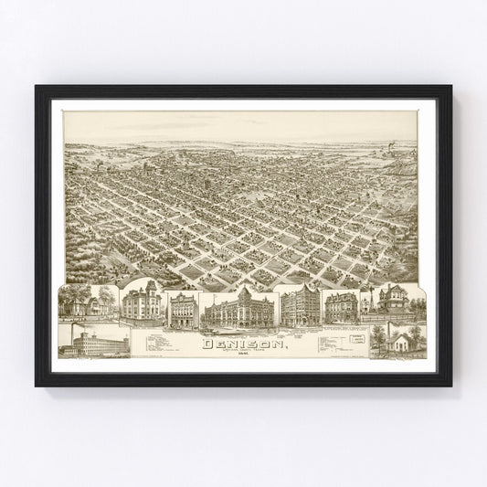 Vintage Map of Denison, Texas 1891