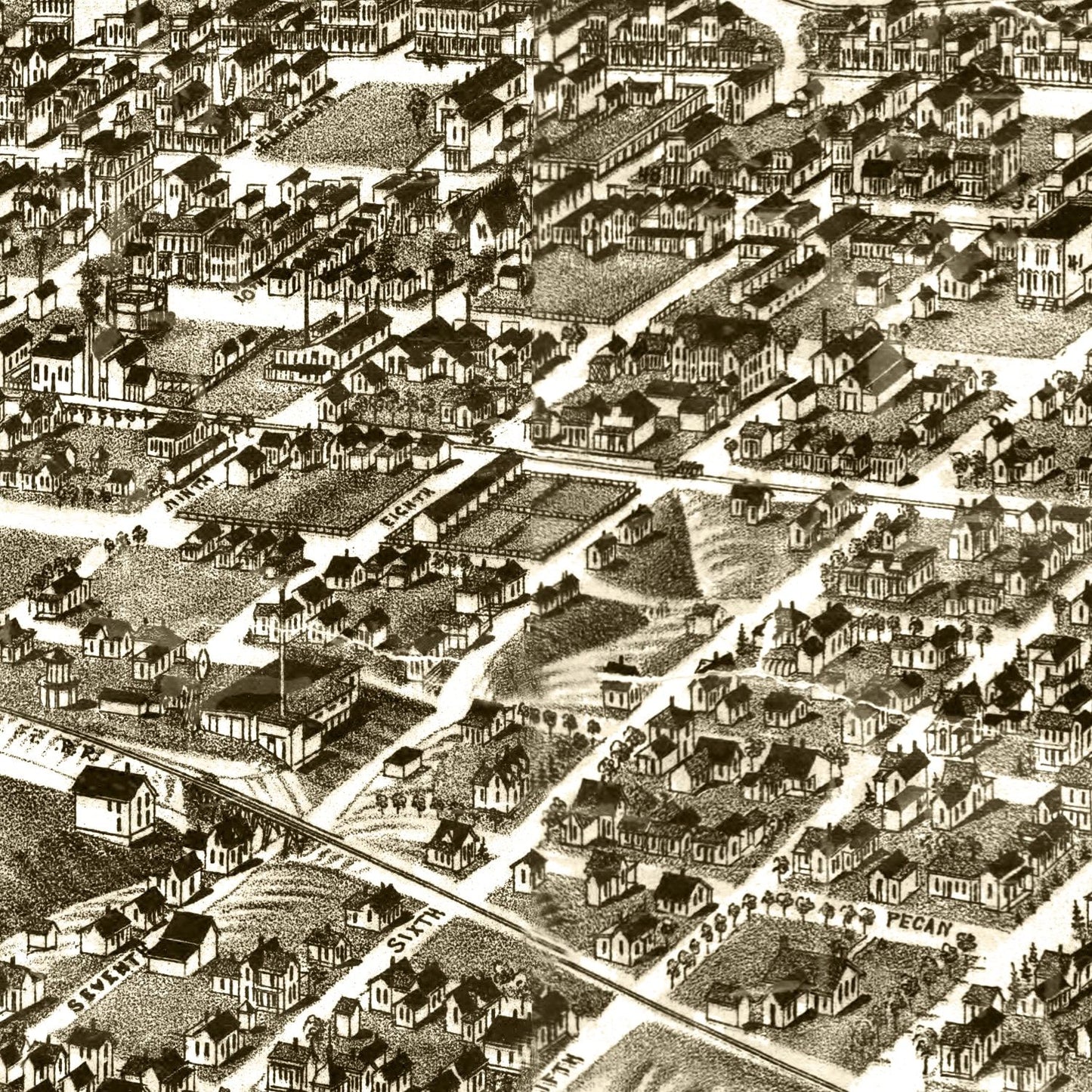 Vintage Map of Fort Worth, Texas 1886