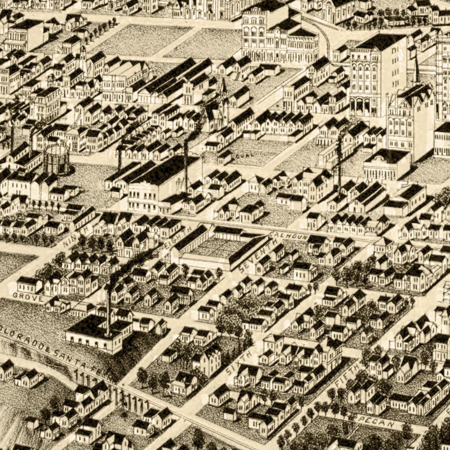 Vintage Map of Fort Worth, Texas 1891