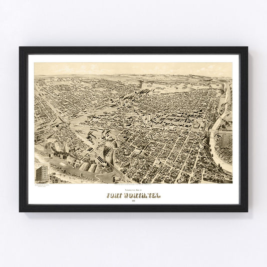 Vintage Map of Fort Worth, Texas 1891