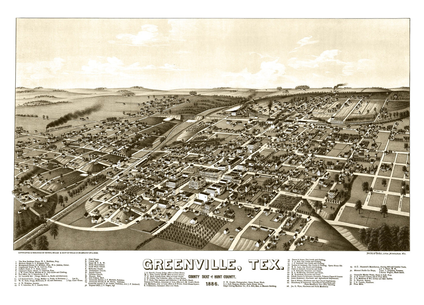 Vintage Map of Greenville, Texas 1886