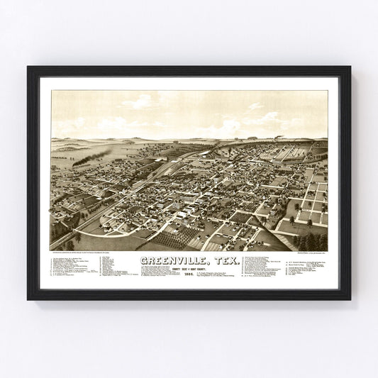 Vintage Map of Greenville, Texas 1886