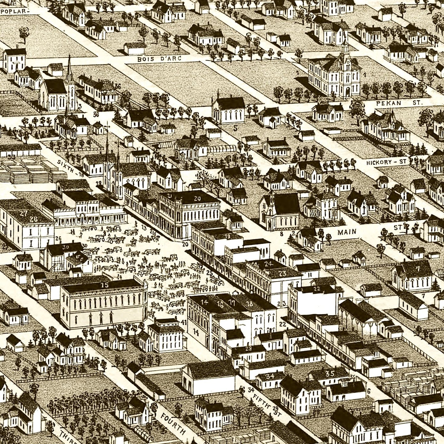 Vintage Map of Hone Grove, Texas 1885