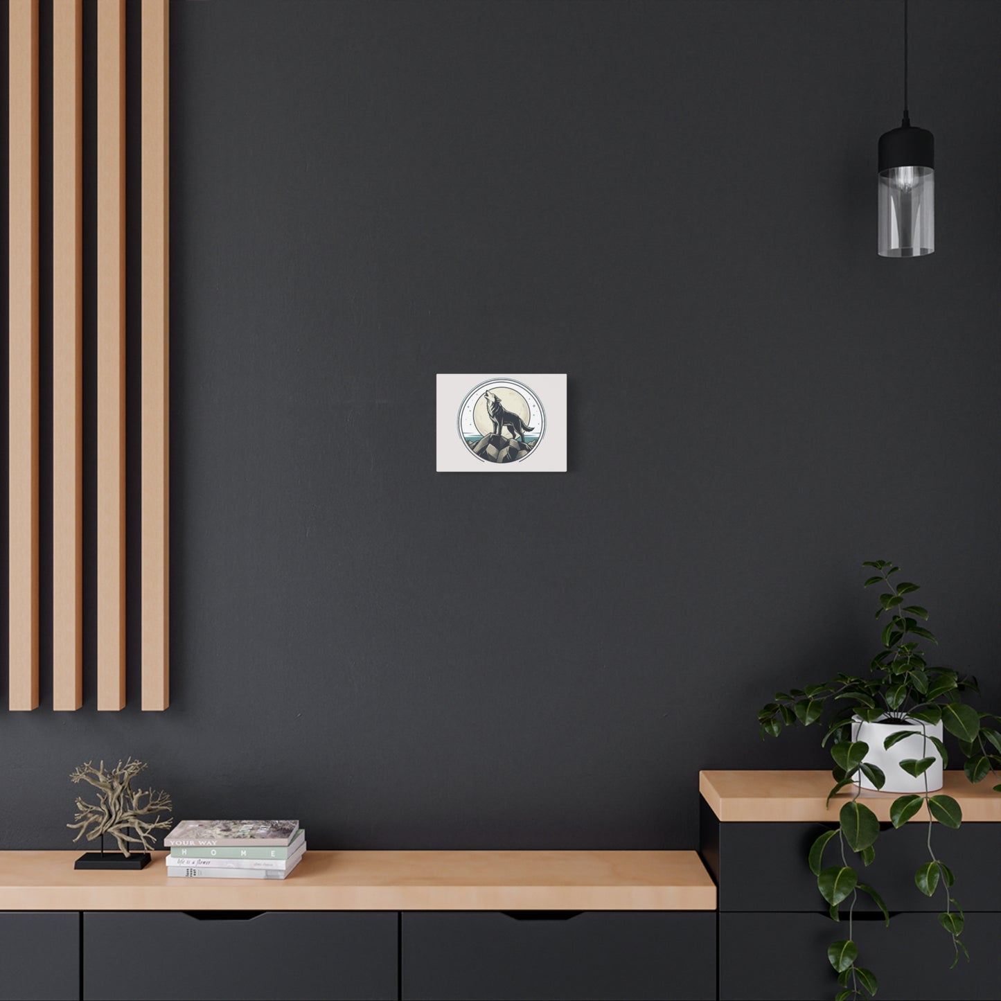 Howling Wolf Canvas Wall Art — Moonlit Wilderness Matte Stretched Print