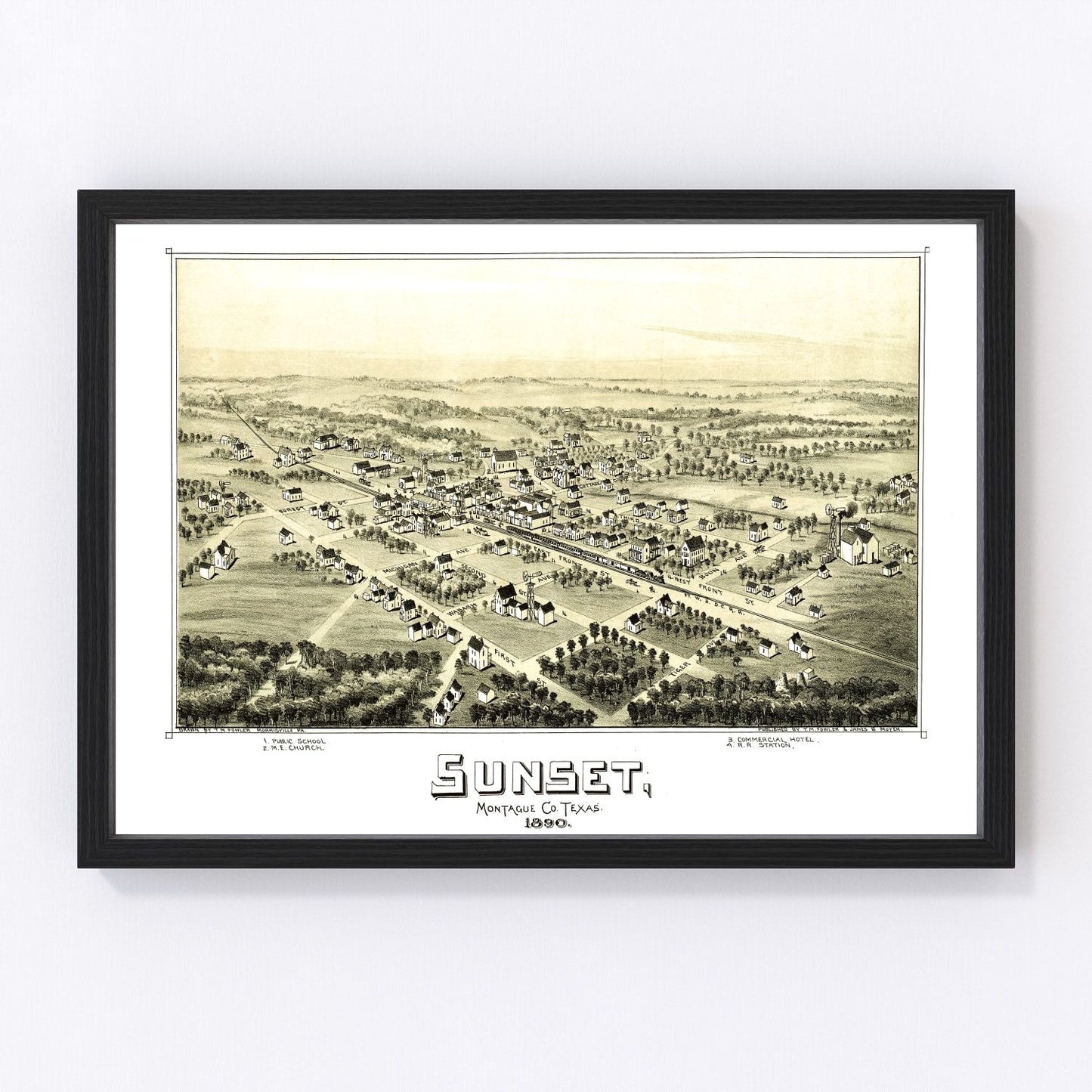 Vintage Map of Sunset, Texas 1890