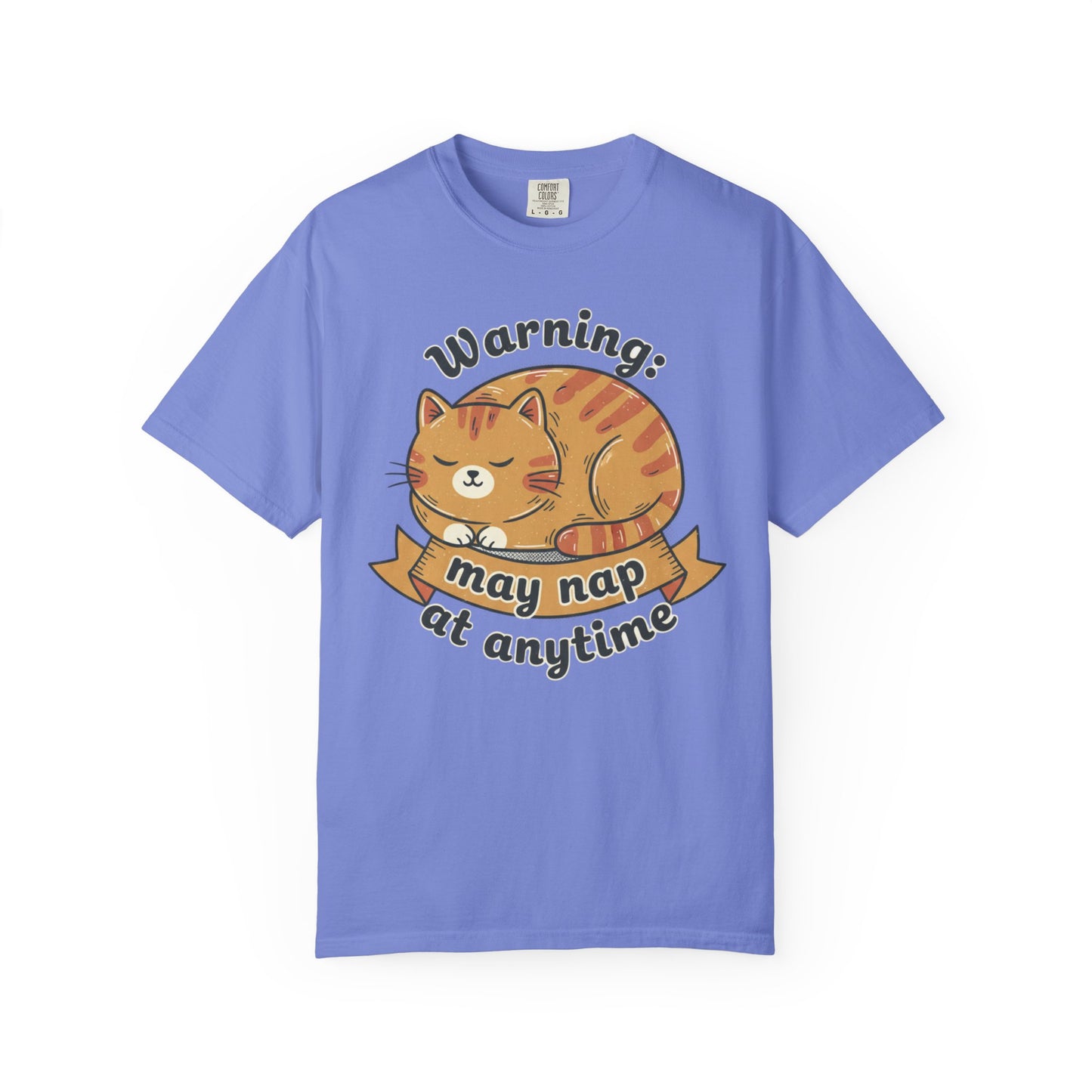 Warning may nap at anytime T-shirt | Sleeping Orange Cat