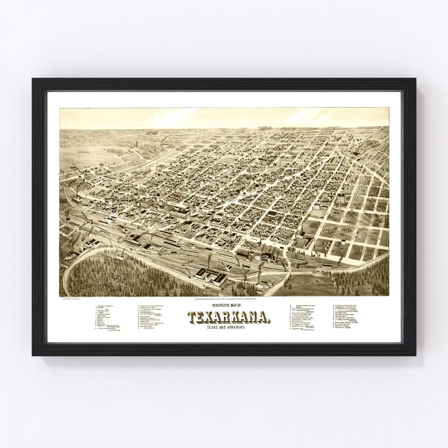 Vintage Map of Texarkana, Texas 1888
