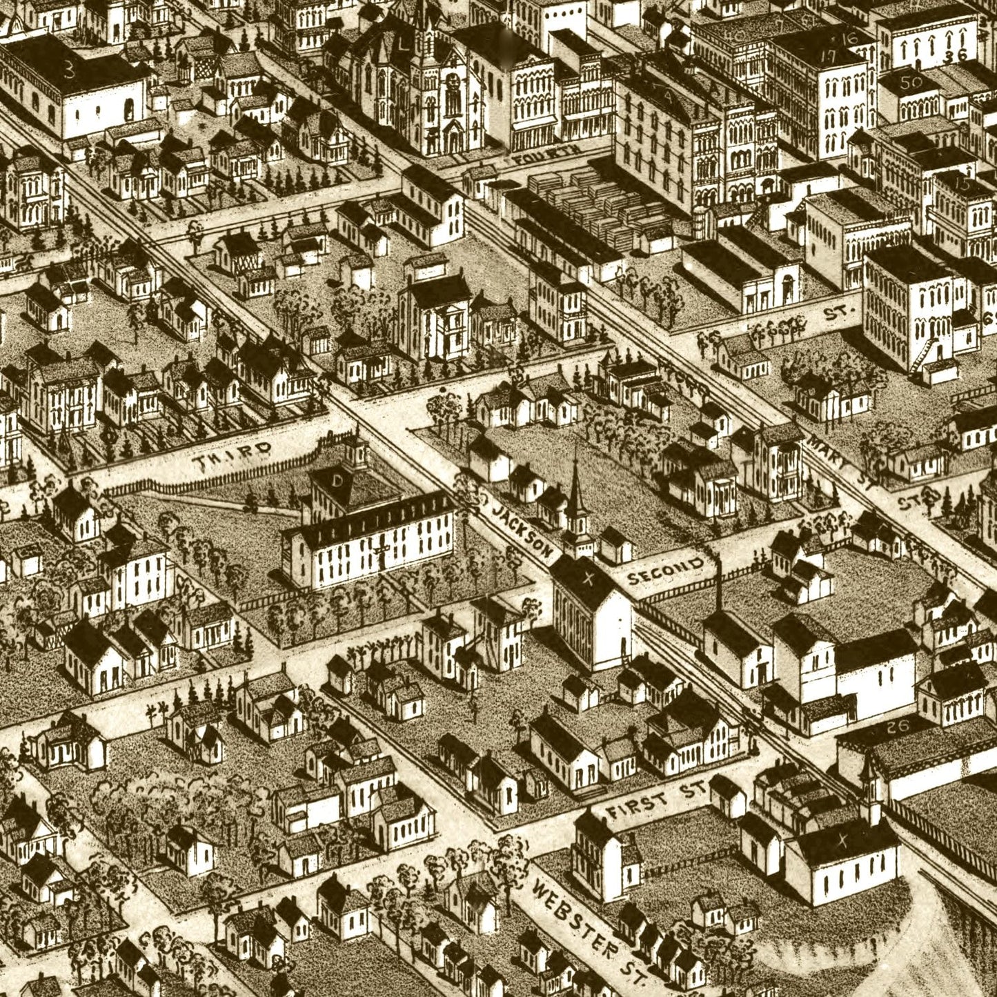Vintage Map of Waco, Texas 1886