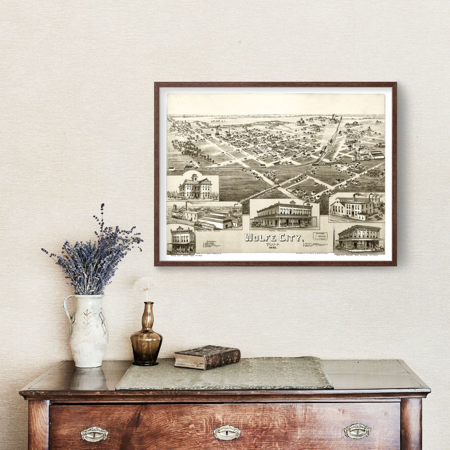 Vintage Map of Wolfe City, Texas 1891