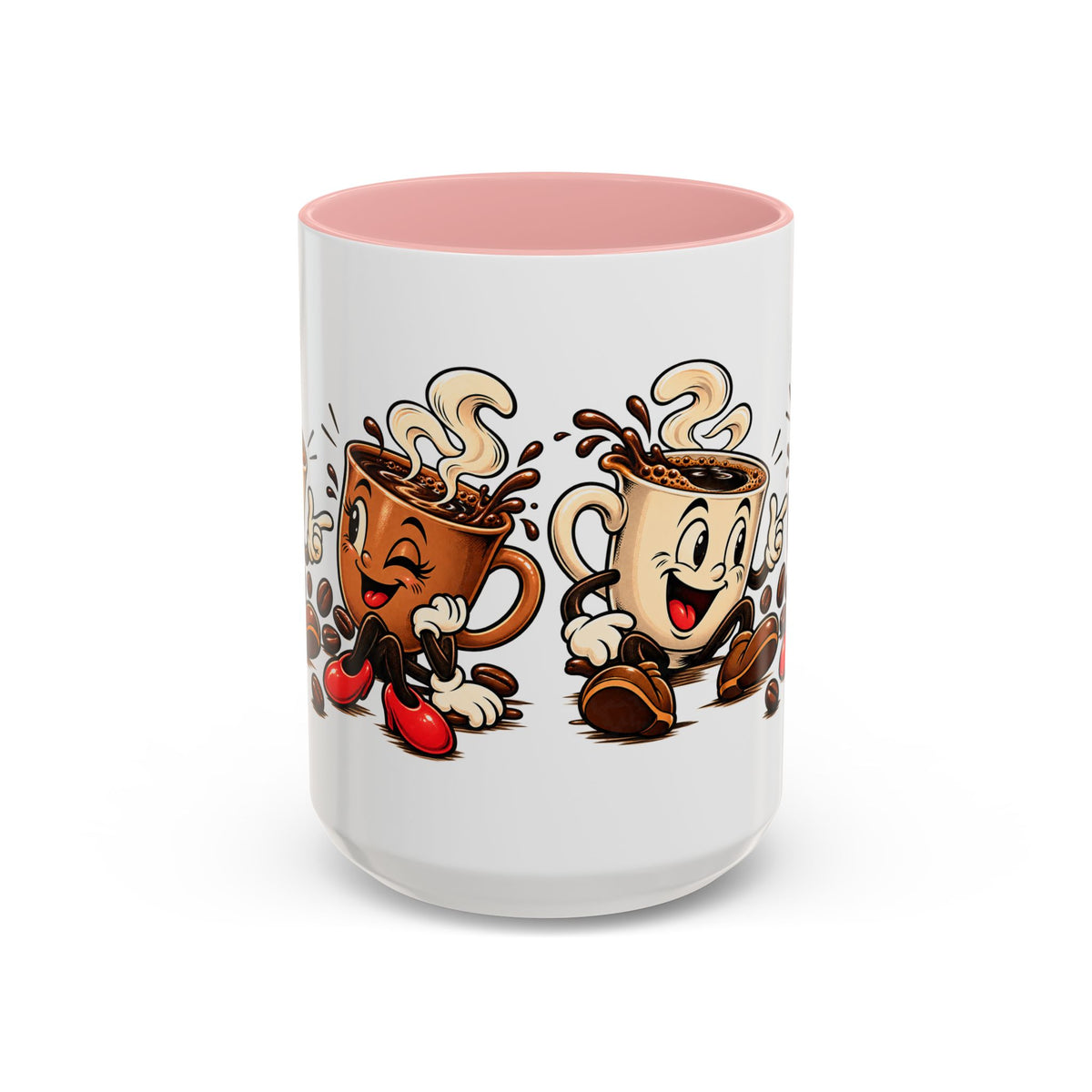 Coffee Cartoon Mug — Cute Dancing Coffee Cups Accent Mug