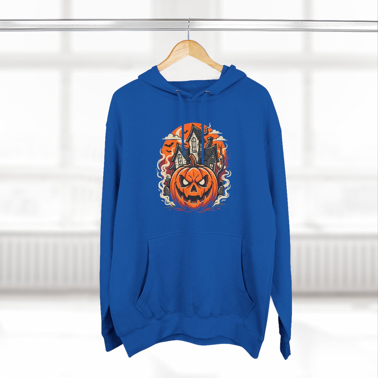 Halloween Pumpkin Hoodie — Jack-O'-Lantern Haunted House Fleece Hoodie
