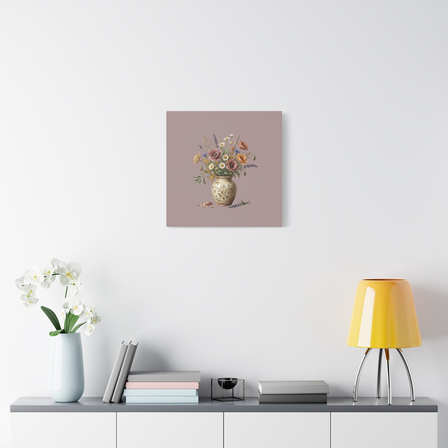 Botanical Vase Floral Canvas Print — Vintage Wildflower Wall Art