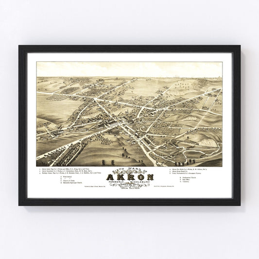 Vintage Map of Akron, Ohio 1882