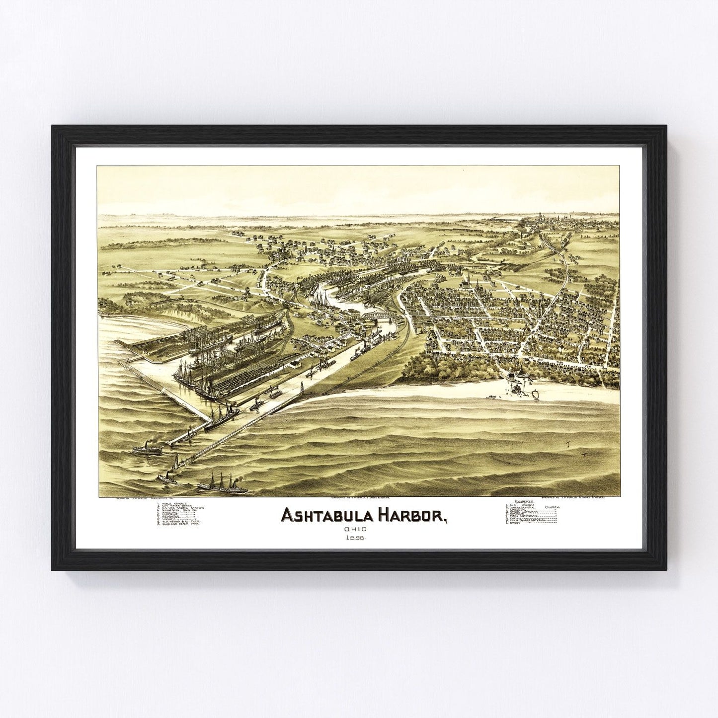 Vintage Map of Ashtabula Harbor, Ohio 1896