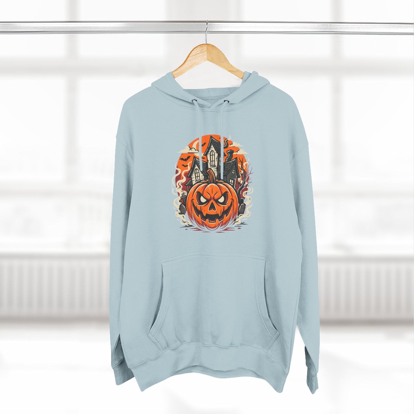 Halloween Pumpkin Hoodie — Jack-O'-Lantern Haunted House Fleece Hoodie