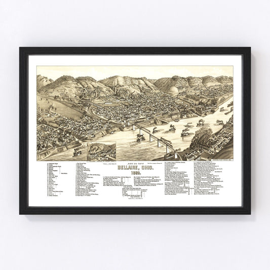 Vintage Map of Bellaire, Ohio 1882