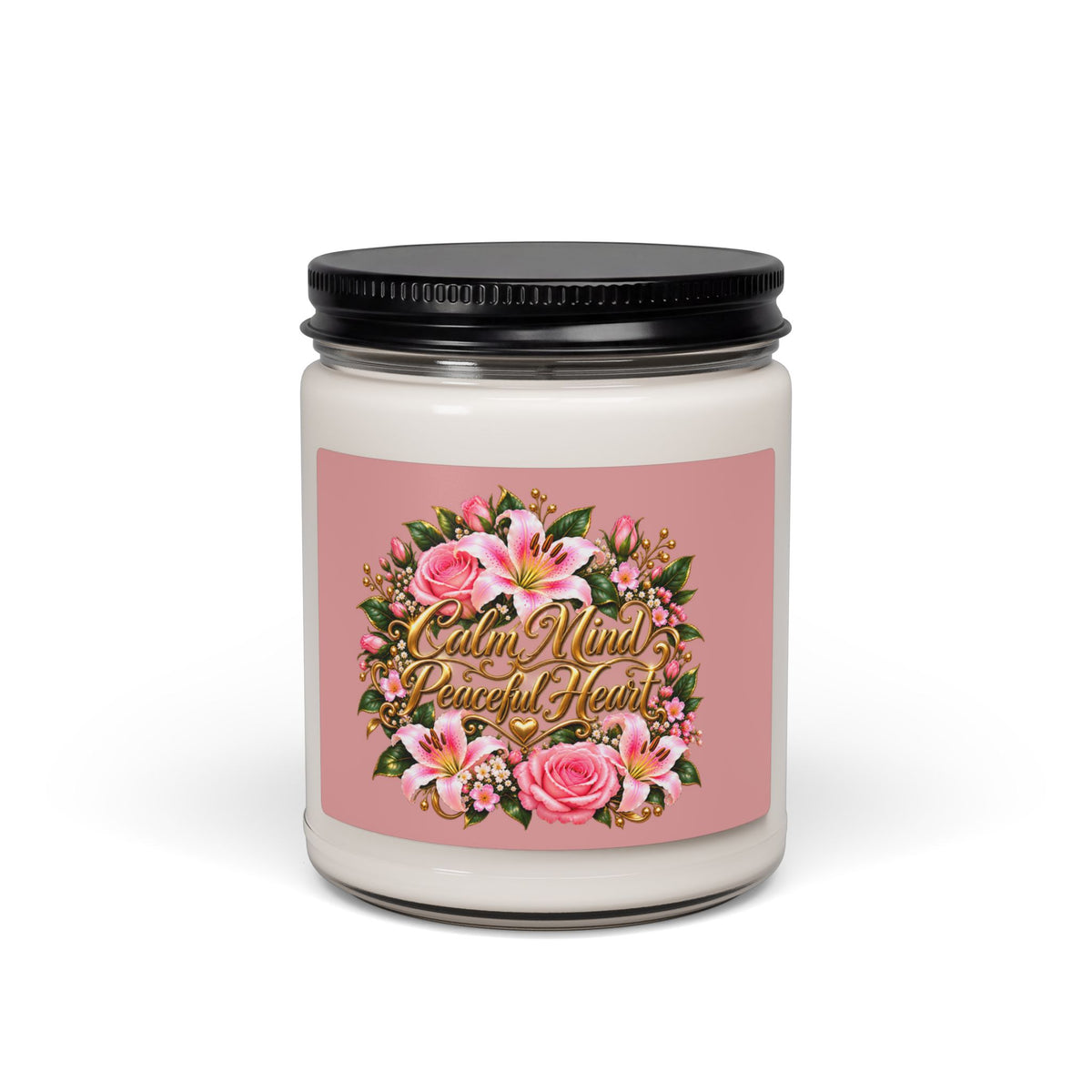 Calm Mind Peaceful Heart 9oz Scented Soy Candle — Floral Relaxation Jar