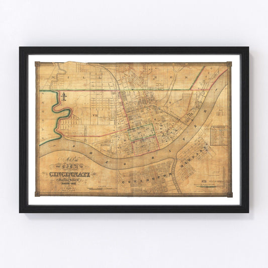 Vintage Map of Cincinnati, Ohio 1838