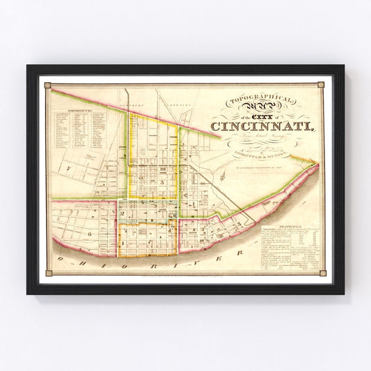 Vintage Map of Cincinnati, Ohio 1841