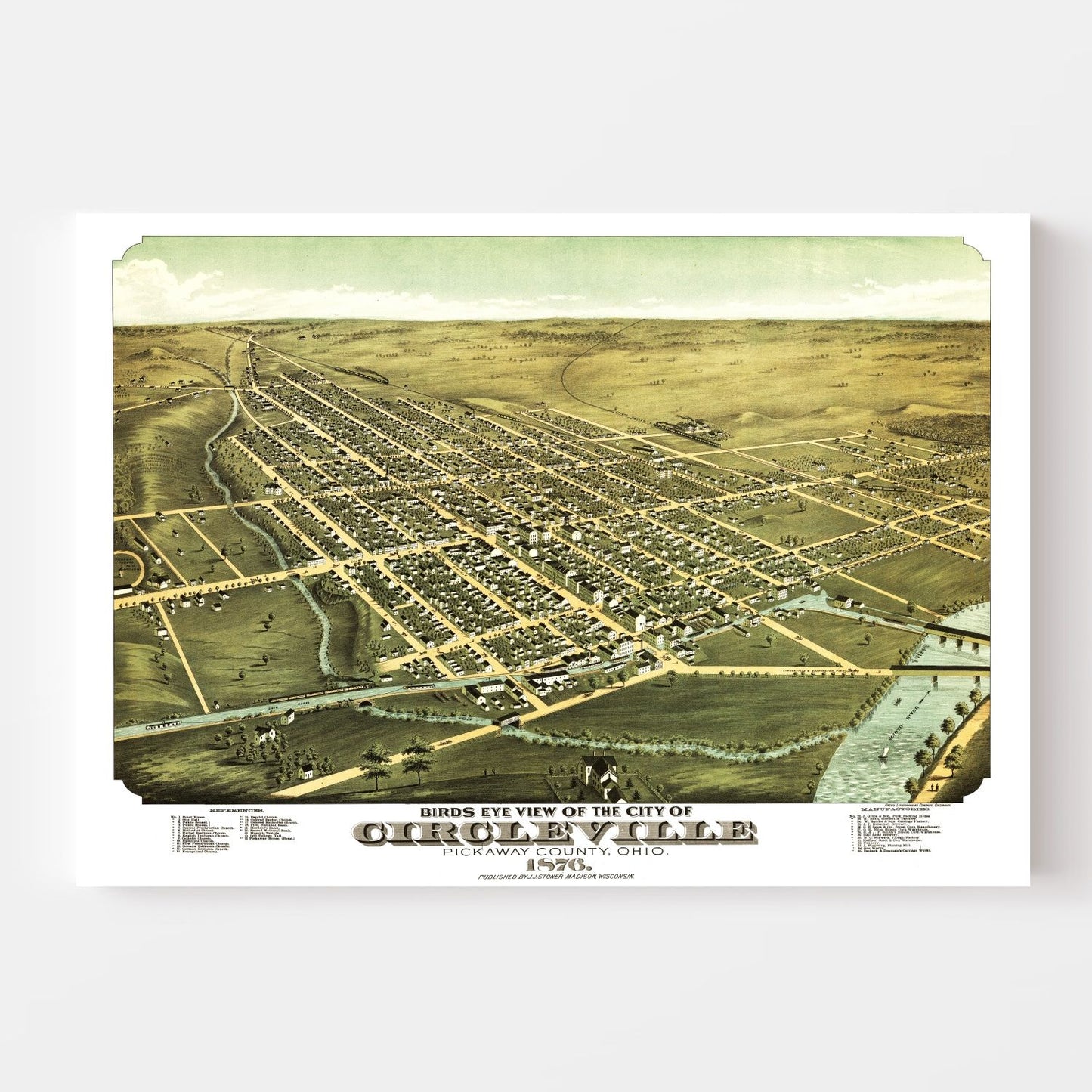 Vintage Map of Circleville, Ohio 1876