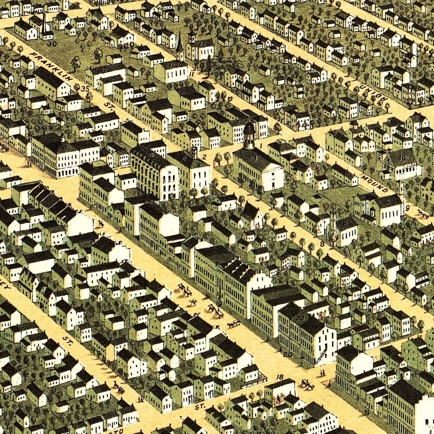 Vintage Map of Circleville, Ohio 1876