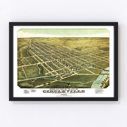 Vintage Map of Circleville, Ohio 1876