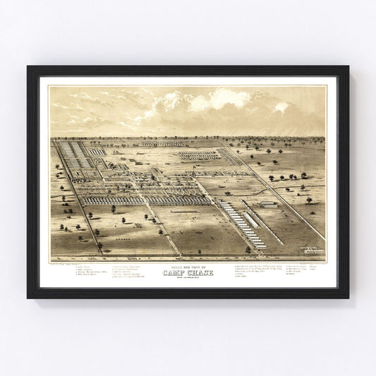 Vintage Map of Camp Chase, Ohio 1860