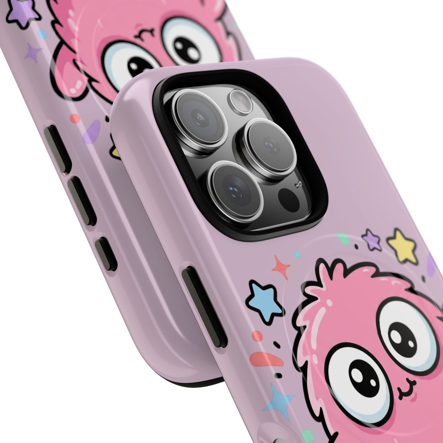 Cute Pink Fuzzy Monster Tough Magnetic Phone Case — Cute Kawaii Protective iPhone Cover