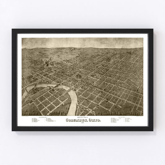 Vintage Map of Columbus, Ohio 1872