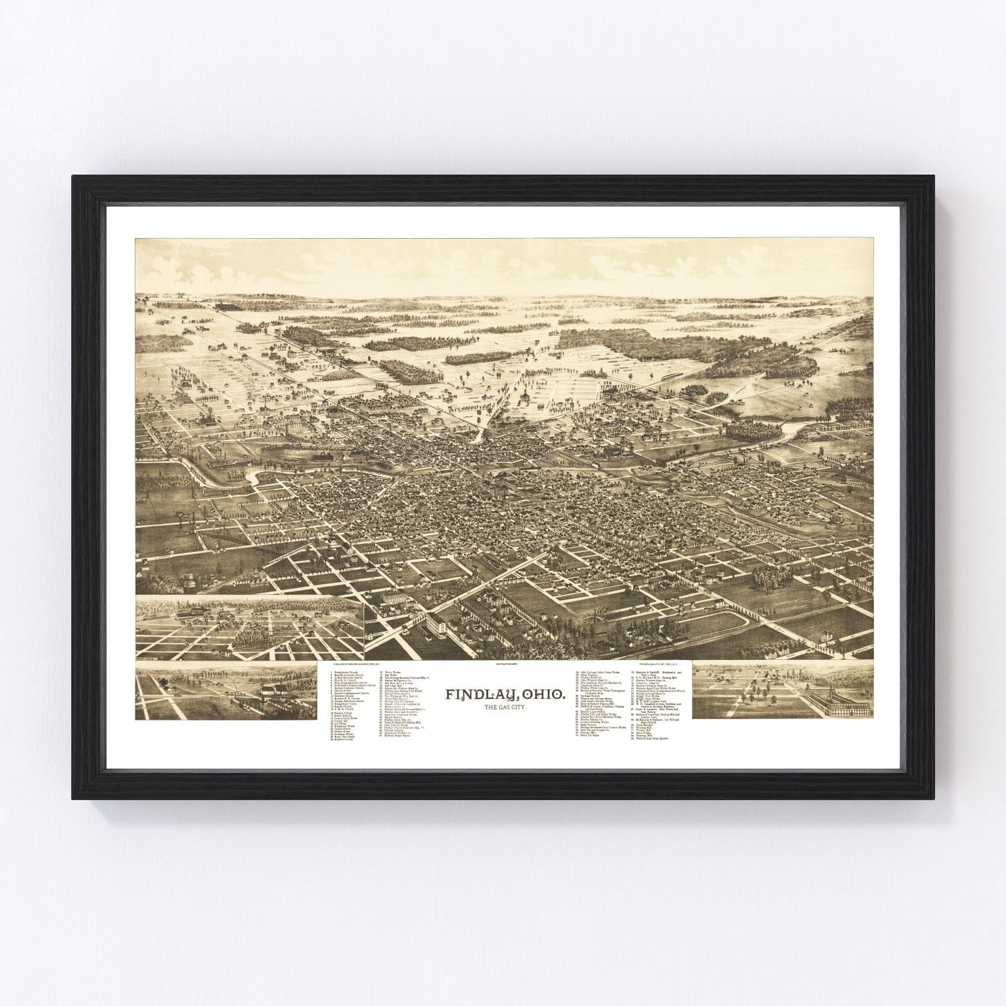 Vintage Map of Findlay, Ohio 1889