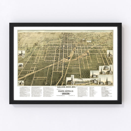 Vintage Map of Galion, Ohio 1891