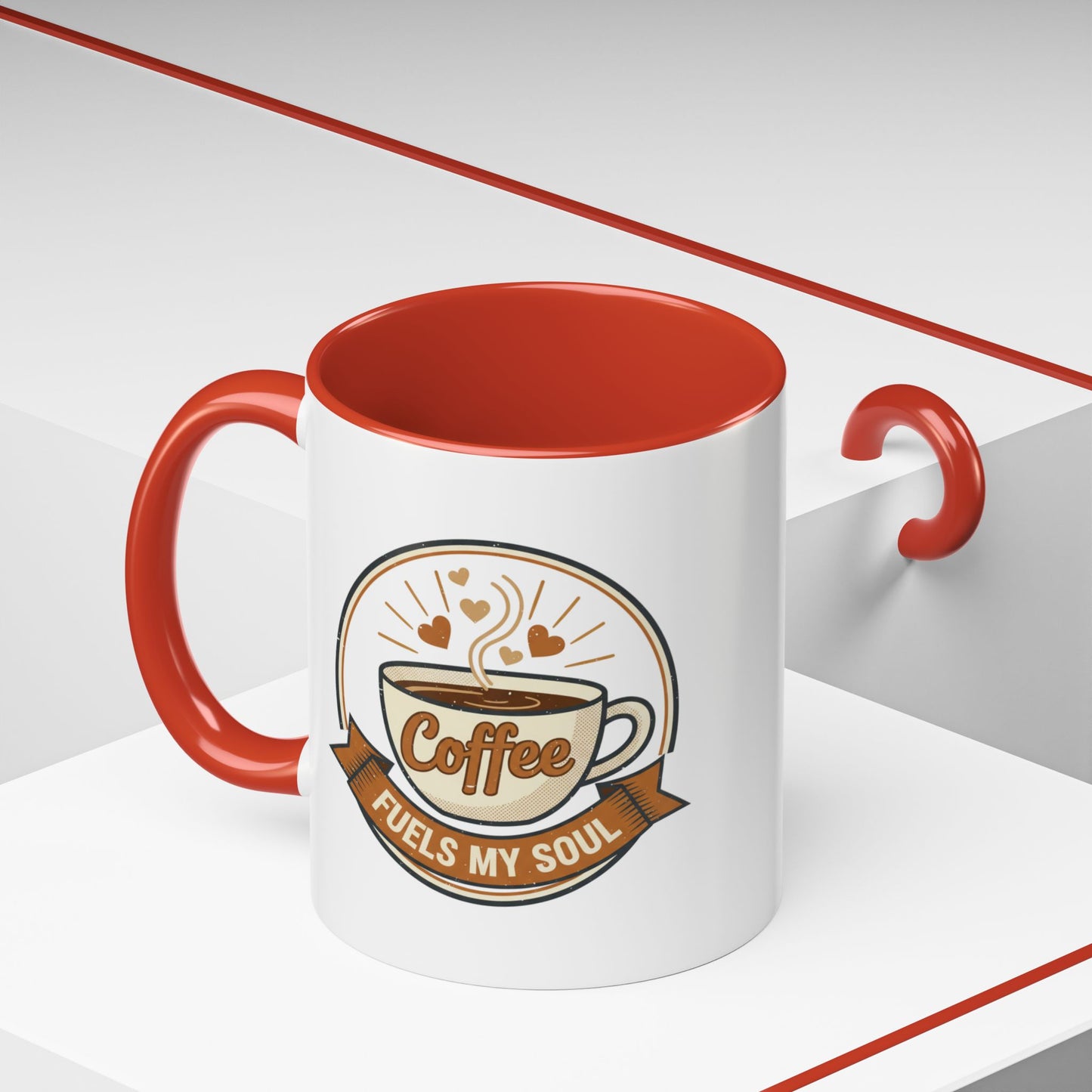 Coffee Mug - "Coffee Fuels My Soul" Accent Ceramic Mug (11/15oz)