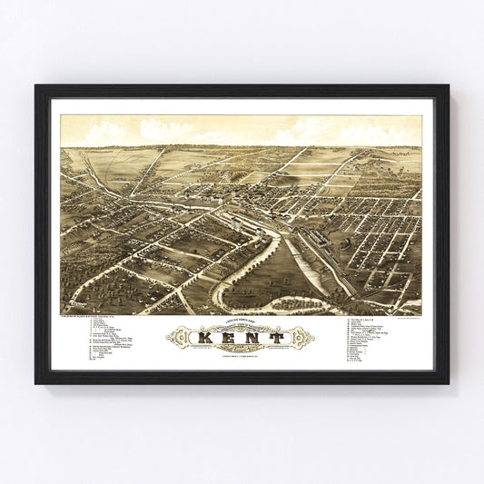 Vintage Map of Kent, Ohio 1882