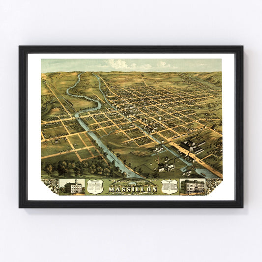 Vintage Map of Massillon, Ohio 1870