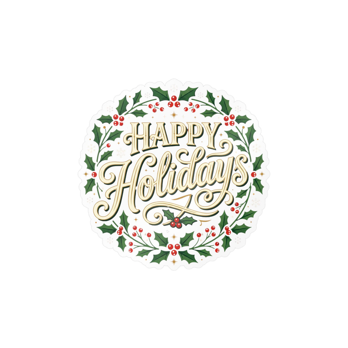 Happy Holidays Holly Wreath Vinyl Decal