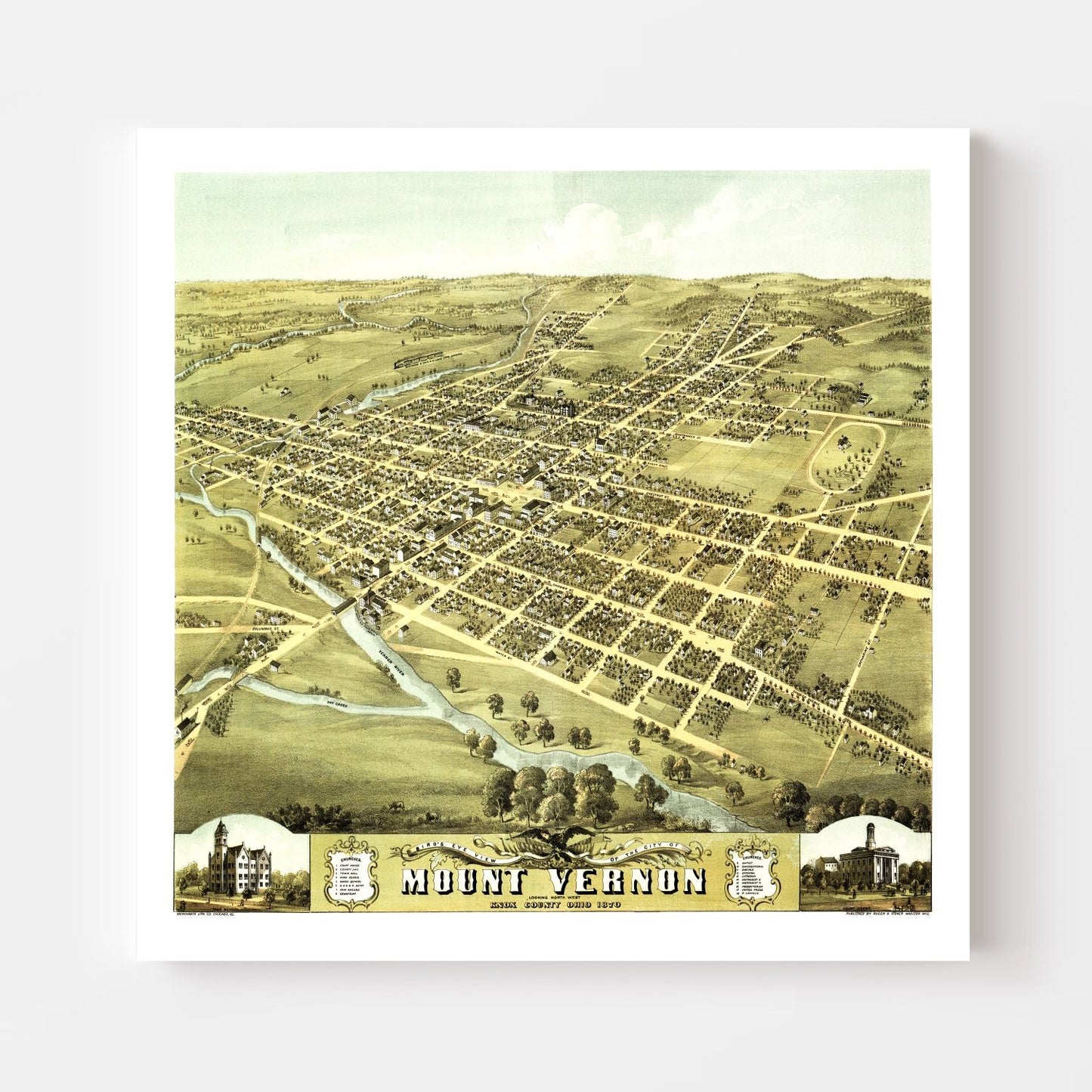 Vintage Map of Mount Vernon, Ohio 1870