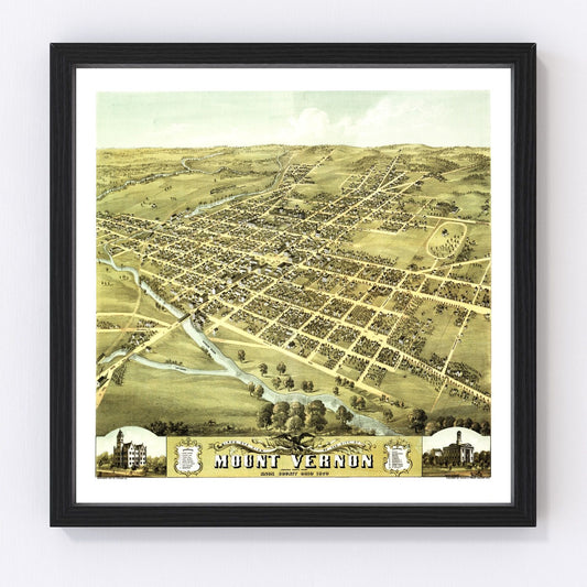 Vintage Map of Mount Vernon, Ohio 1870