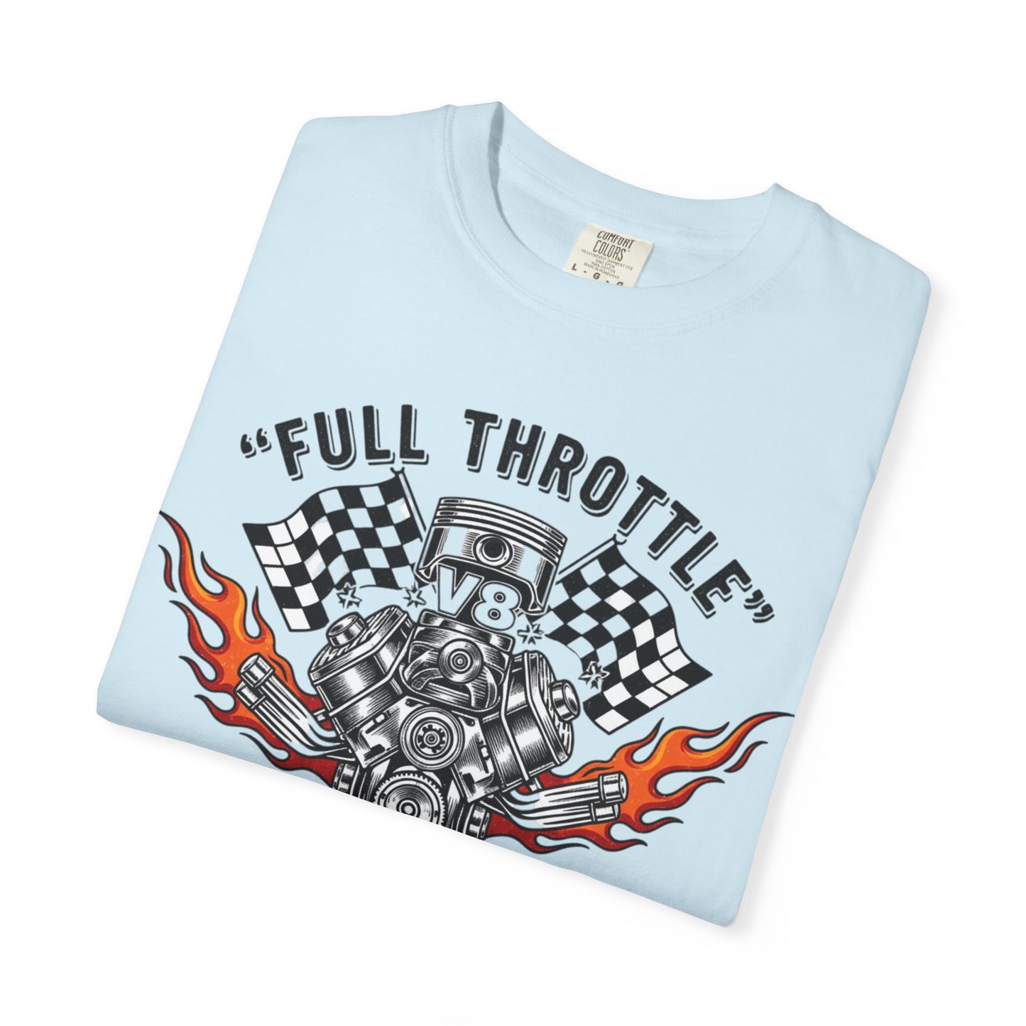 Full Throttle V8 Engine T-shirt | Racing Flags, Flames