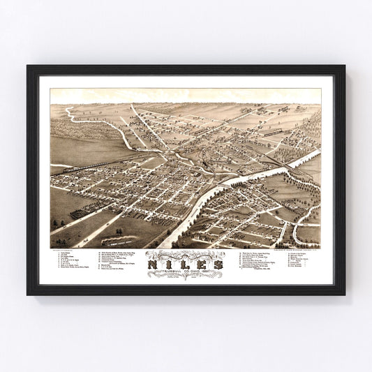 Vintage Map of Niles, Ohio 1882