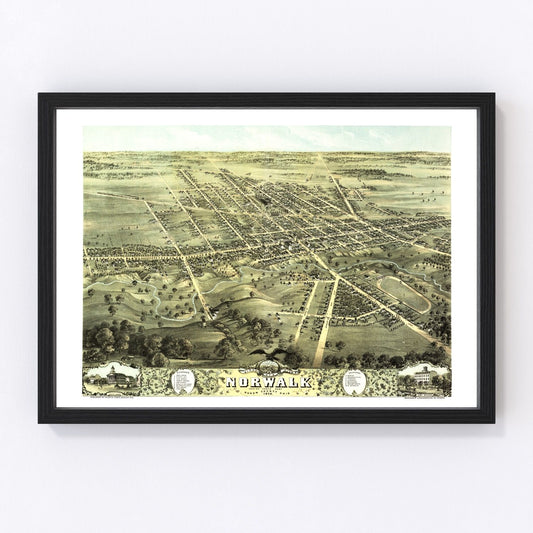 Vintage Map of Norwalk, Ohio 1870