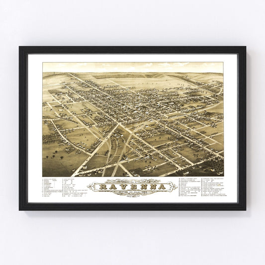 Vintage Map of Ravenna, Ohio 1882