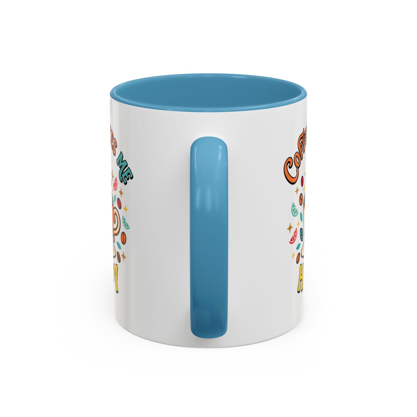 Coffee Mug — "Coffee Makes Me Happy" Cute Retro Accent Mug (11/15oz)