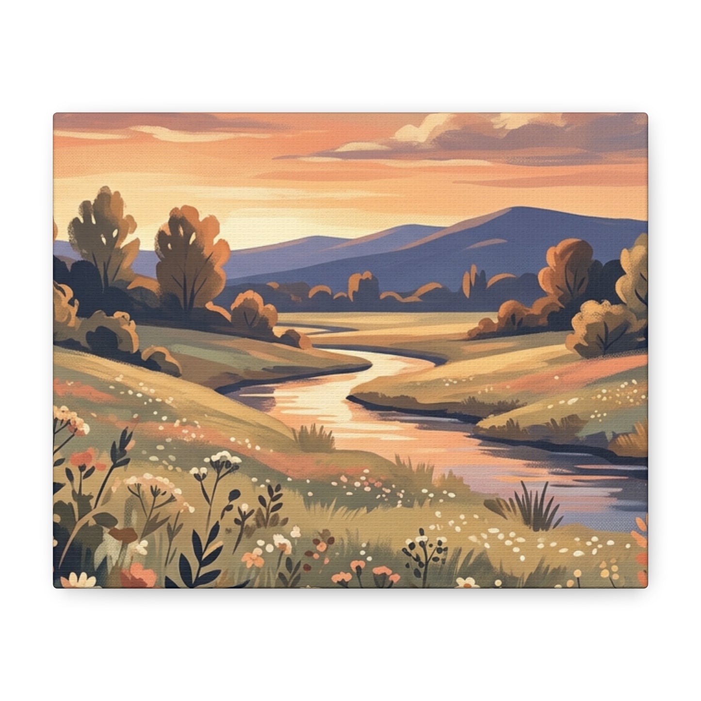 Sunset Meadow Canvas Wall Art